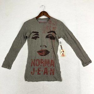 Norma Jeane NWT Women's Small Grey Long Sleeve Marilyn Monroe Shirt MSRP $75